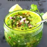 Pinterest image with text overlay for cilantro chimichurri sauce.