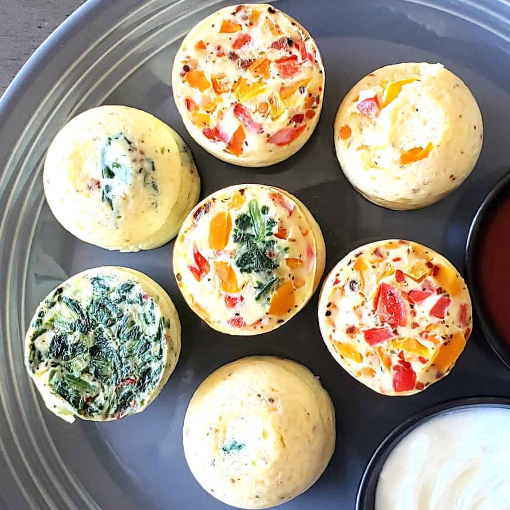 Vegetable egg bites served on a plate.