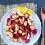 Pinterest image with text overlay for Roasted Radishes made in air fryer or oven.