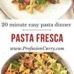 Pinterest image with text overlay for homemade pasta fresca recipe.