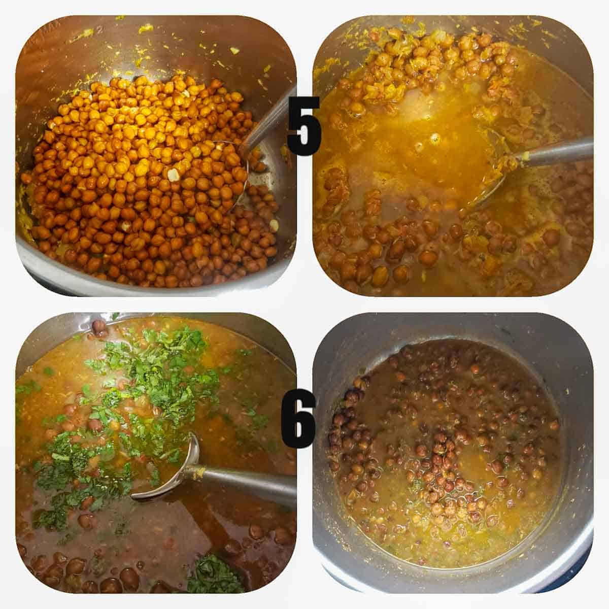 Process step collage showing remaining steps of making this dinner curry.