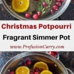 Pinterest image with text overlay for homemade Christmas potpourri .