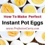 Pinterest image with text overlay for Hard Boiled Instant Pot Eggs.