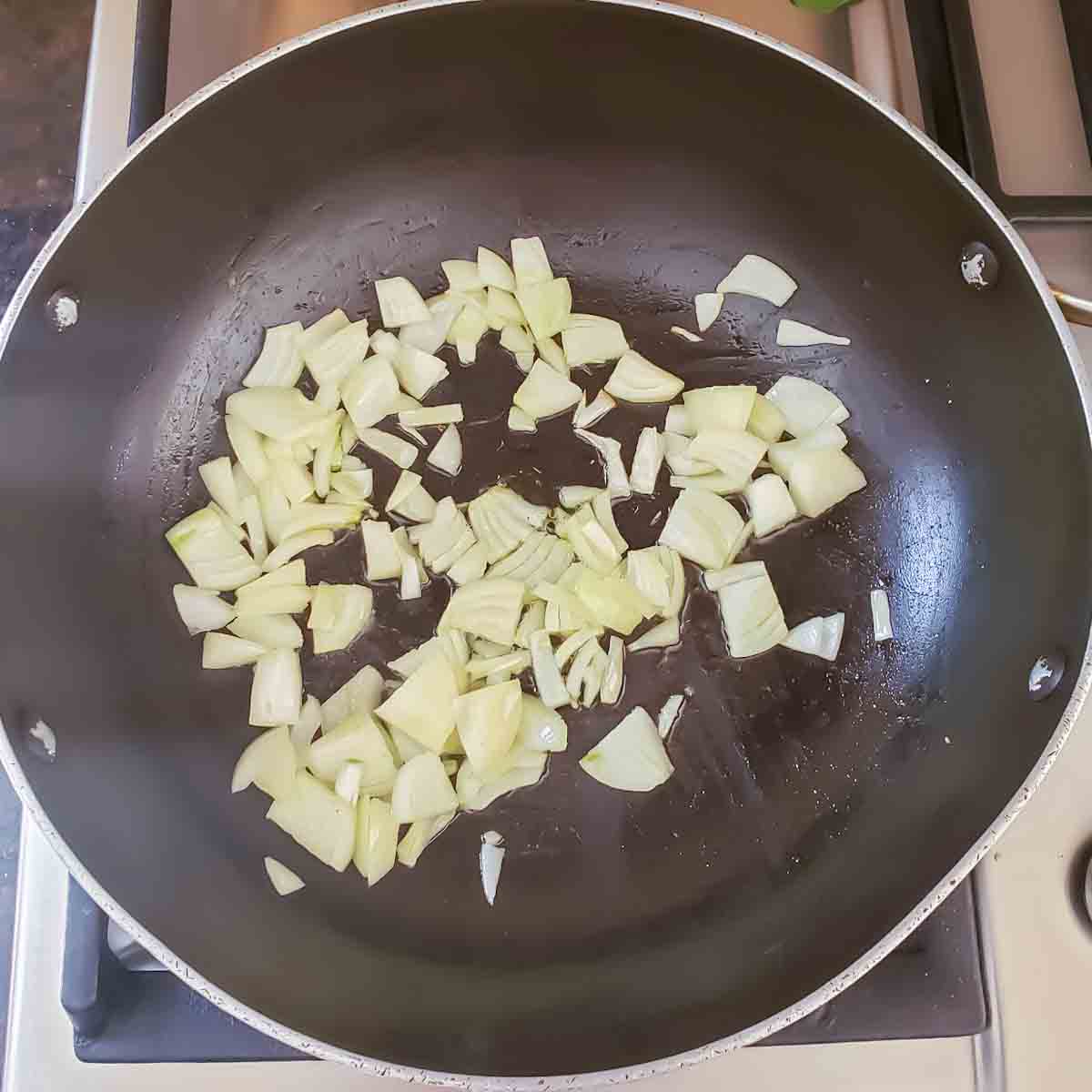 Process step one in making Asparagus Mushroom and Cheese Tart with Puff Pastry.