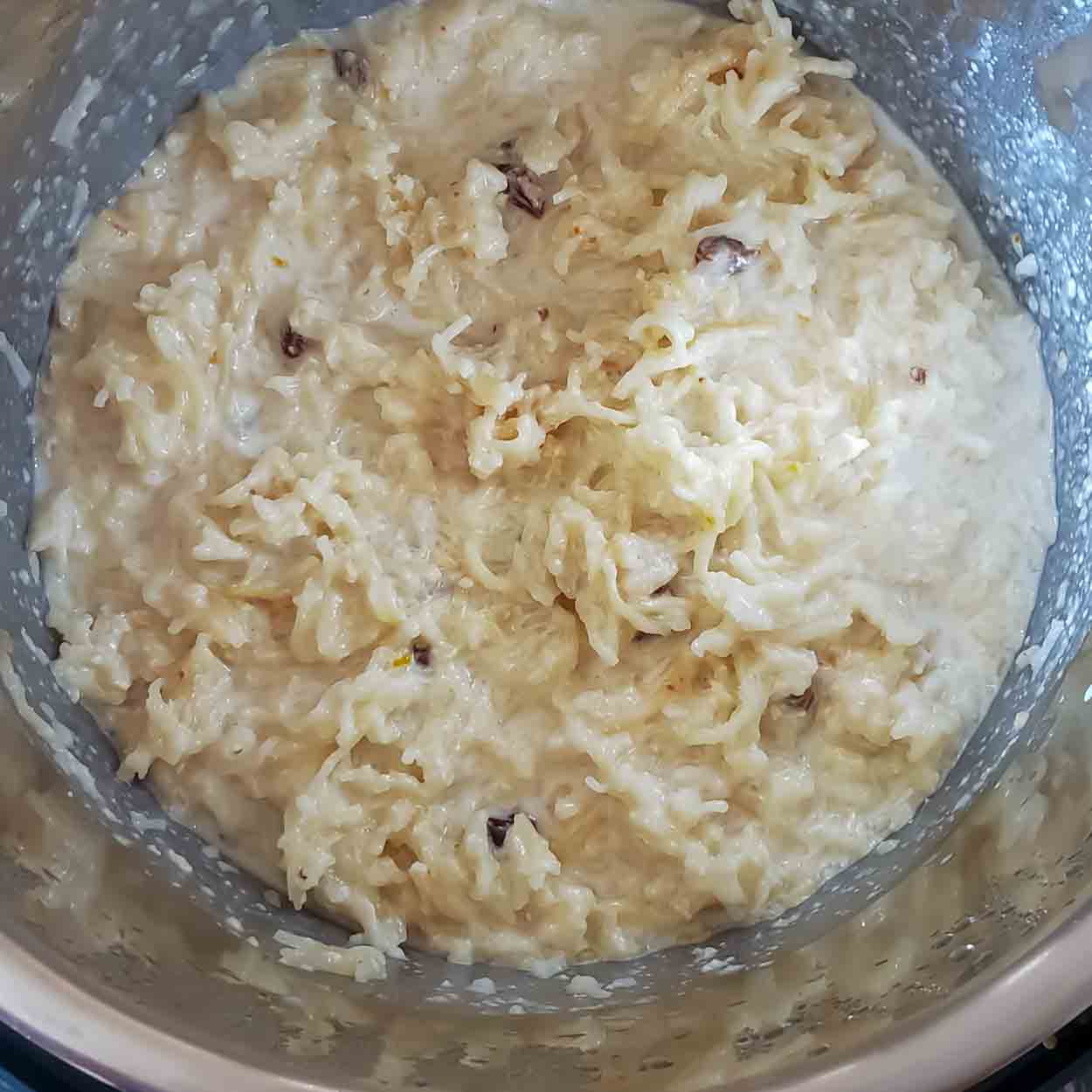 Instant Pot Seviyan kheer with raisins and nuts.