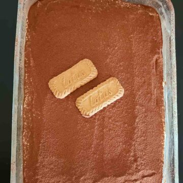 Biscoff Tiramisu which is fusion tiramisu recipe made with biscoff coffee cookies instead of traditional lady fingers ( Savoiardi ) cookies, served for eggless and no-bake dessert.