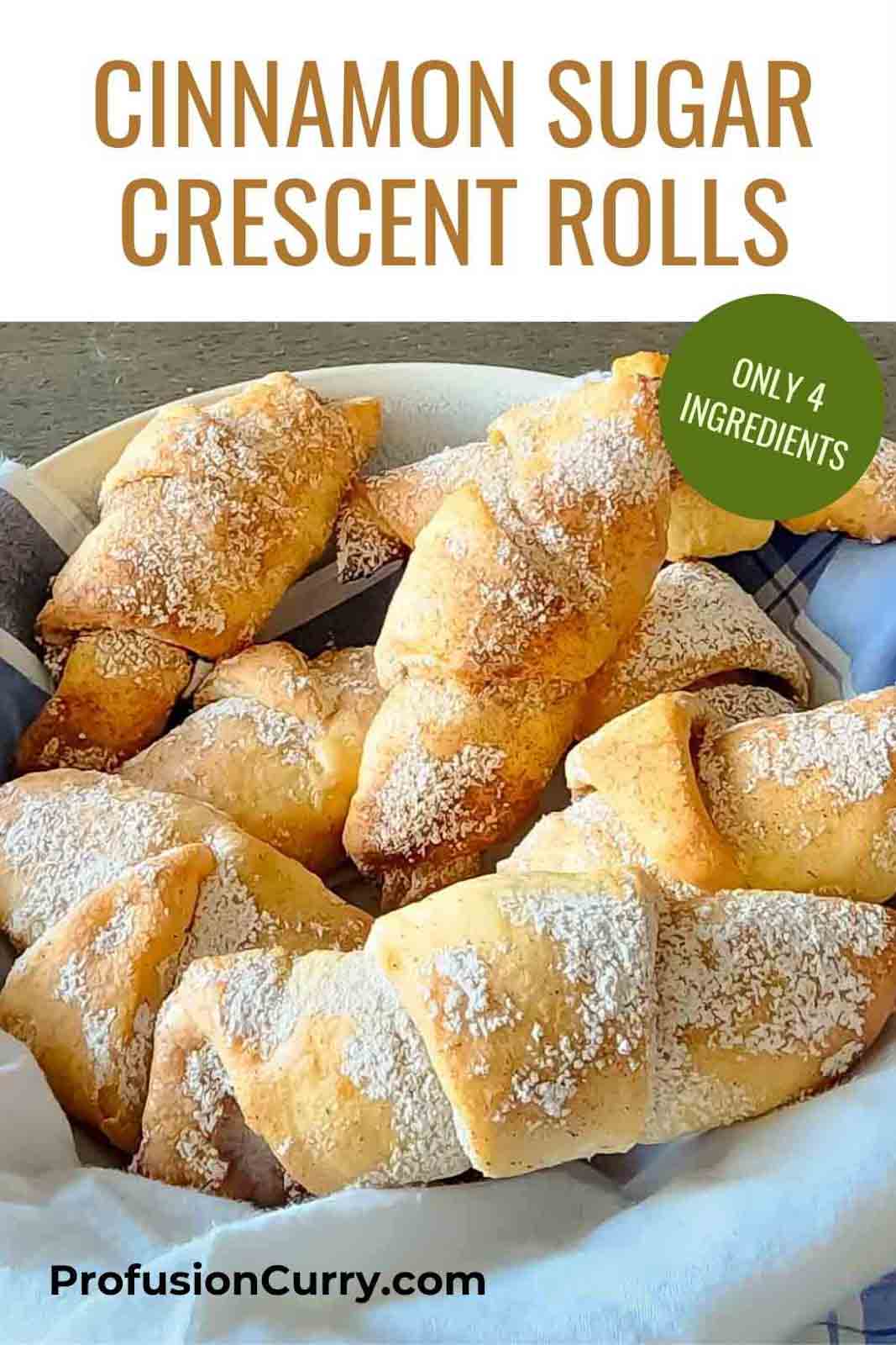 Pinterest image with text for Cinnamon Crescent Rolls.
