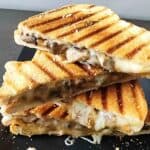 Grilled mushroom sandwich with cheese served for the dinner.