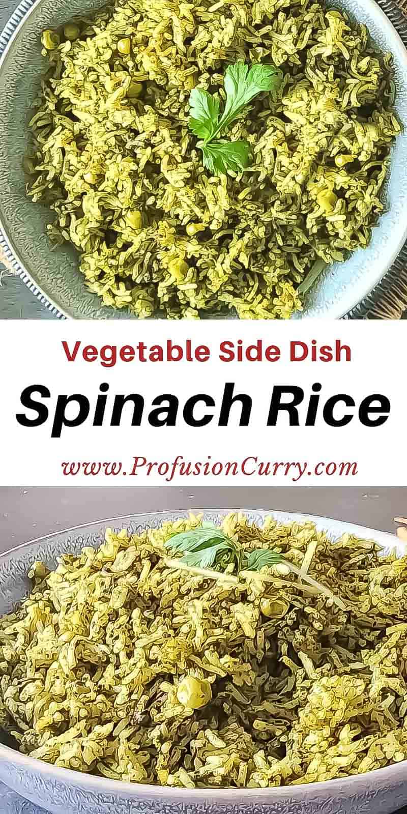 Spinach Rice Recipe - Profusion Curry