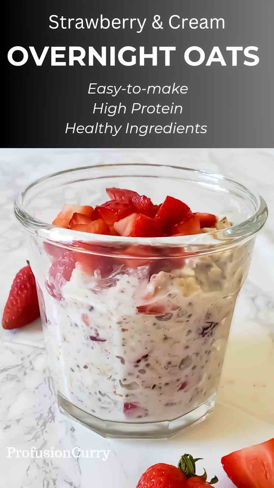 Meal prep worthy overnight oats with fresh berries and cream.