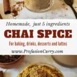 Chai Spice Mix recipe is blend of 5 spices used in making chai tea latte or Indian masala chai and other baked goods.