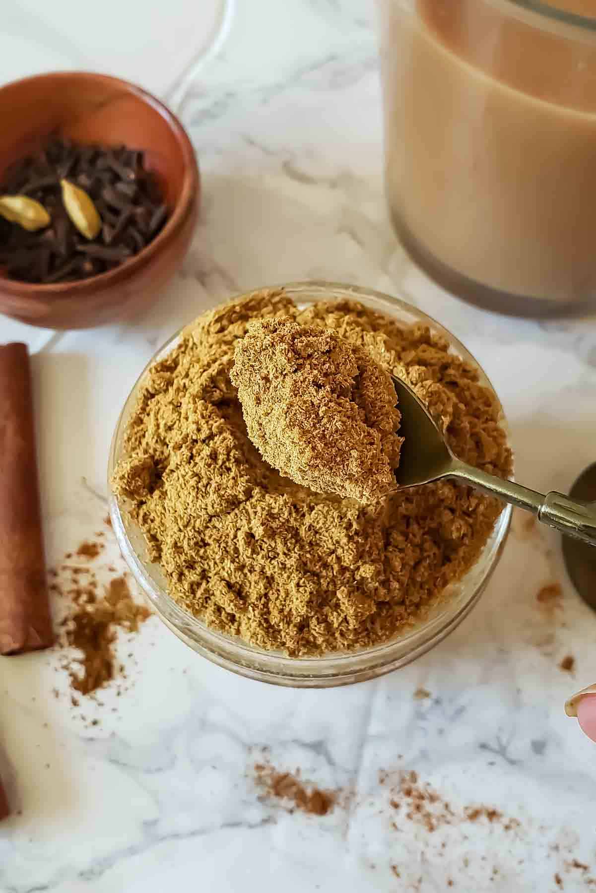 Ground powder of Chai Tea Spices. 