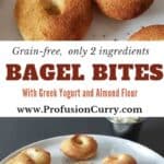 Pinterest image with text overlay for 2-ingredient bagel bites recipe.