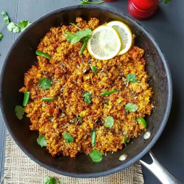 Paneer Bhurji is a popular North Indian dish made with Indian cottage cheese, herbs and Indian spices.