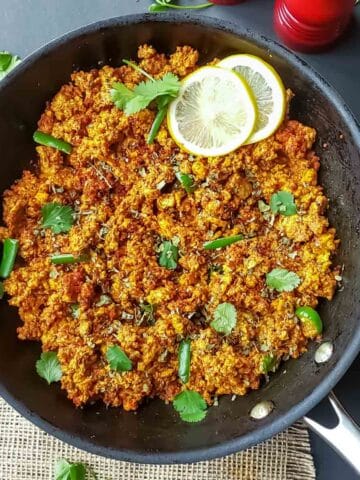 Paneer Bhurji is a popular North Indian dish made with Indian cottage cheese, herbs and Indian spices.