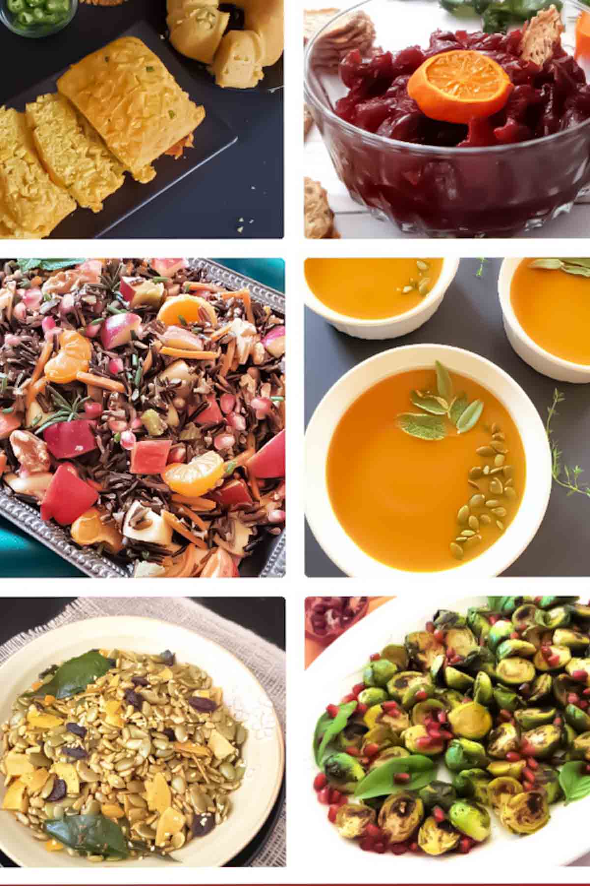 Picture collage of Vegan Thanksgiving sides.