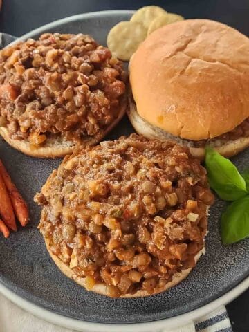 Instant Pot Lentil Sloppy Joes served for vegan and protein-rich dinner.