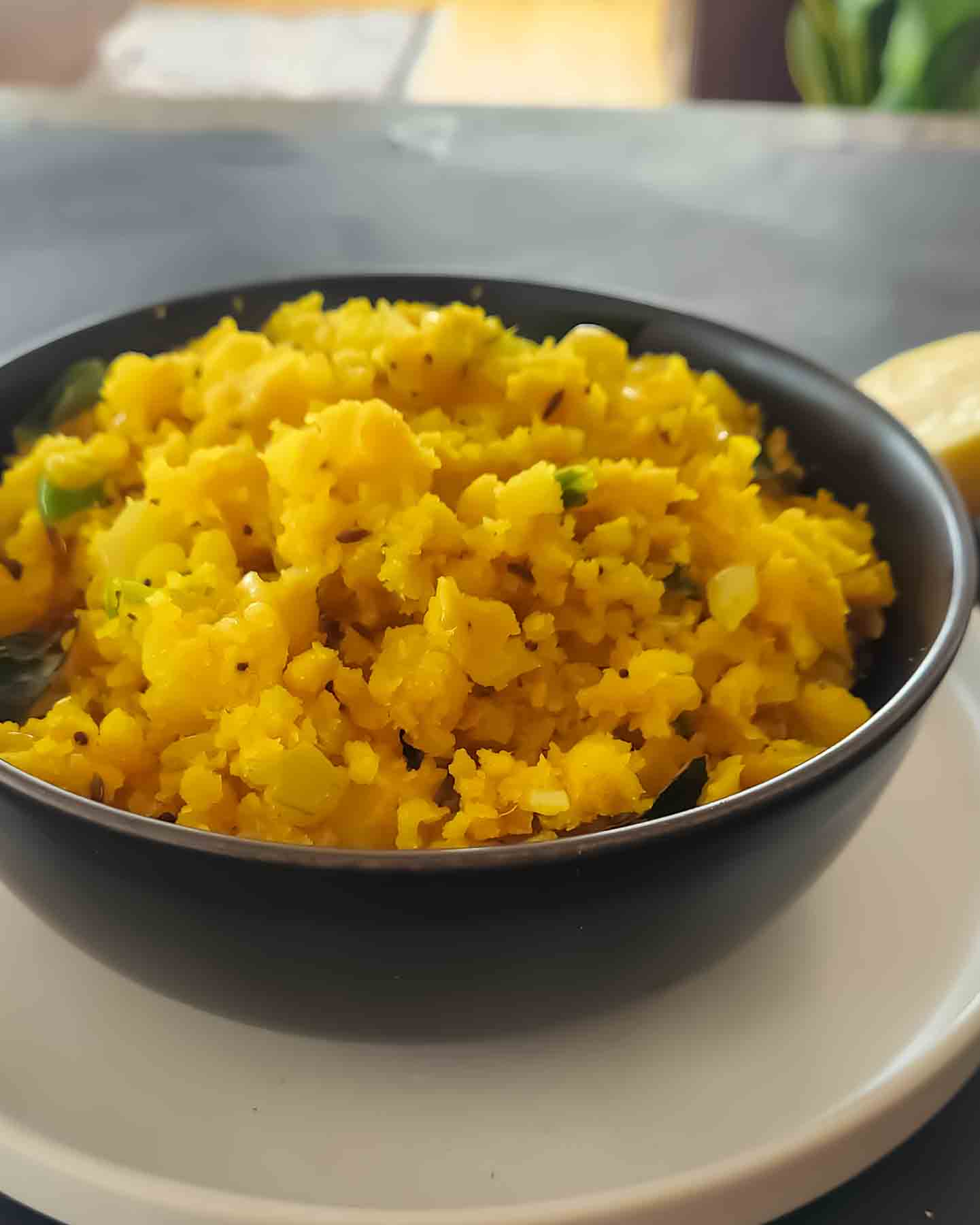 Homemade South Indian dry potato subzi ready for breakfast.