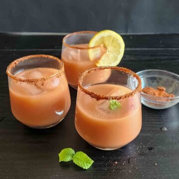 Guava Mocktail made with Guava nectar mocktail with chaat masala for a refreshing non-alcoholic drink.