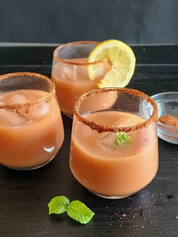Guava Mocktail made with Guava nectar mocktail with chaat masala for a refreshing non-alcoholic drink.