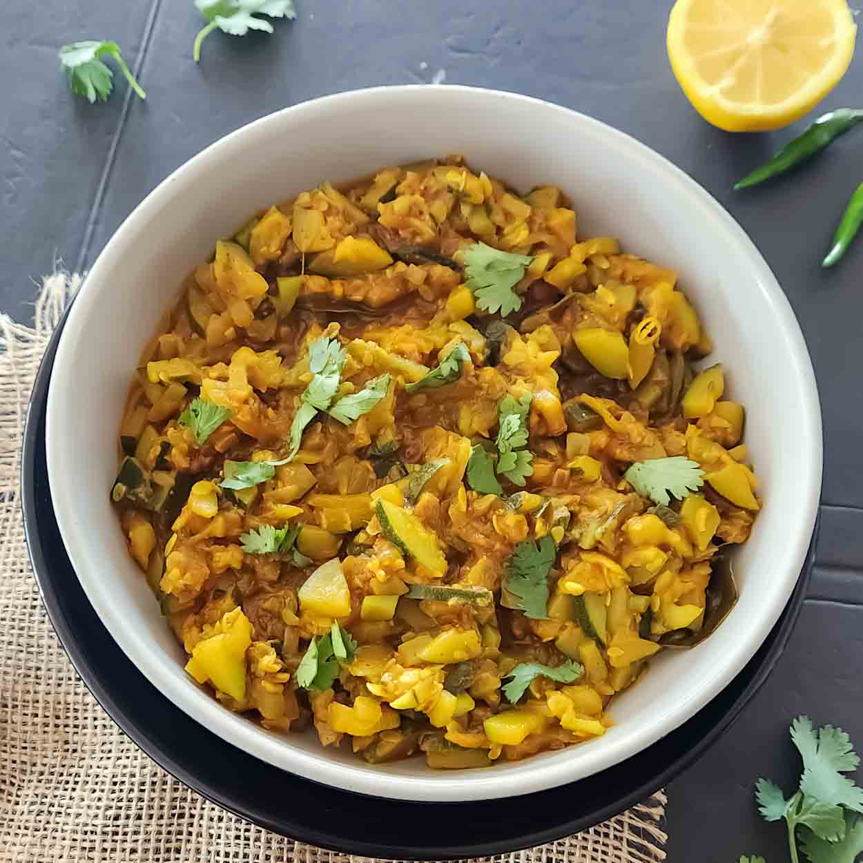 Zucchini Curry Recipe which is Indian squash curry with zucchini, onions and spices.