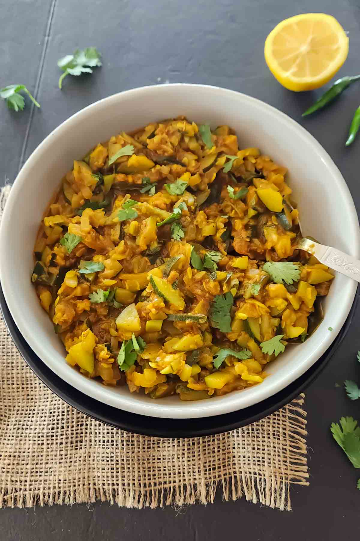 Easy Indian zucchini curry recipe with warm spices.