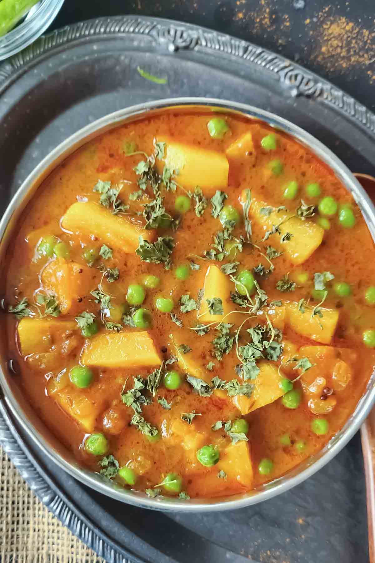 Easy Indian potato curry recipe made with tender potatoes and aromatic spices.