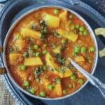 Easy vegan potato curry made with simple pantry ingredients and Indian spices.