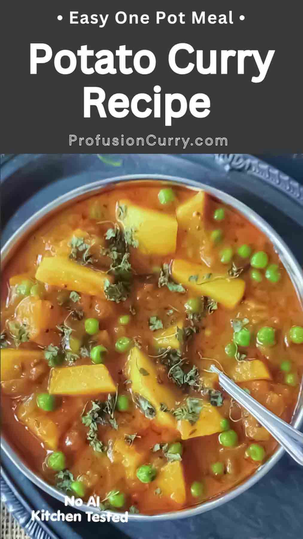 Indian Potato Curry Recipe is cozy, flavorful, and budget-friendly! Tender potatoes simmer with tomatoes, onions, ginger, garlic, and warm Indian spices for a simple vegan curry. Serve with basmati rice, roti, or naan for an easy weeknight dinner.