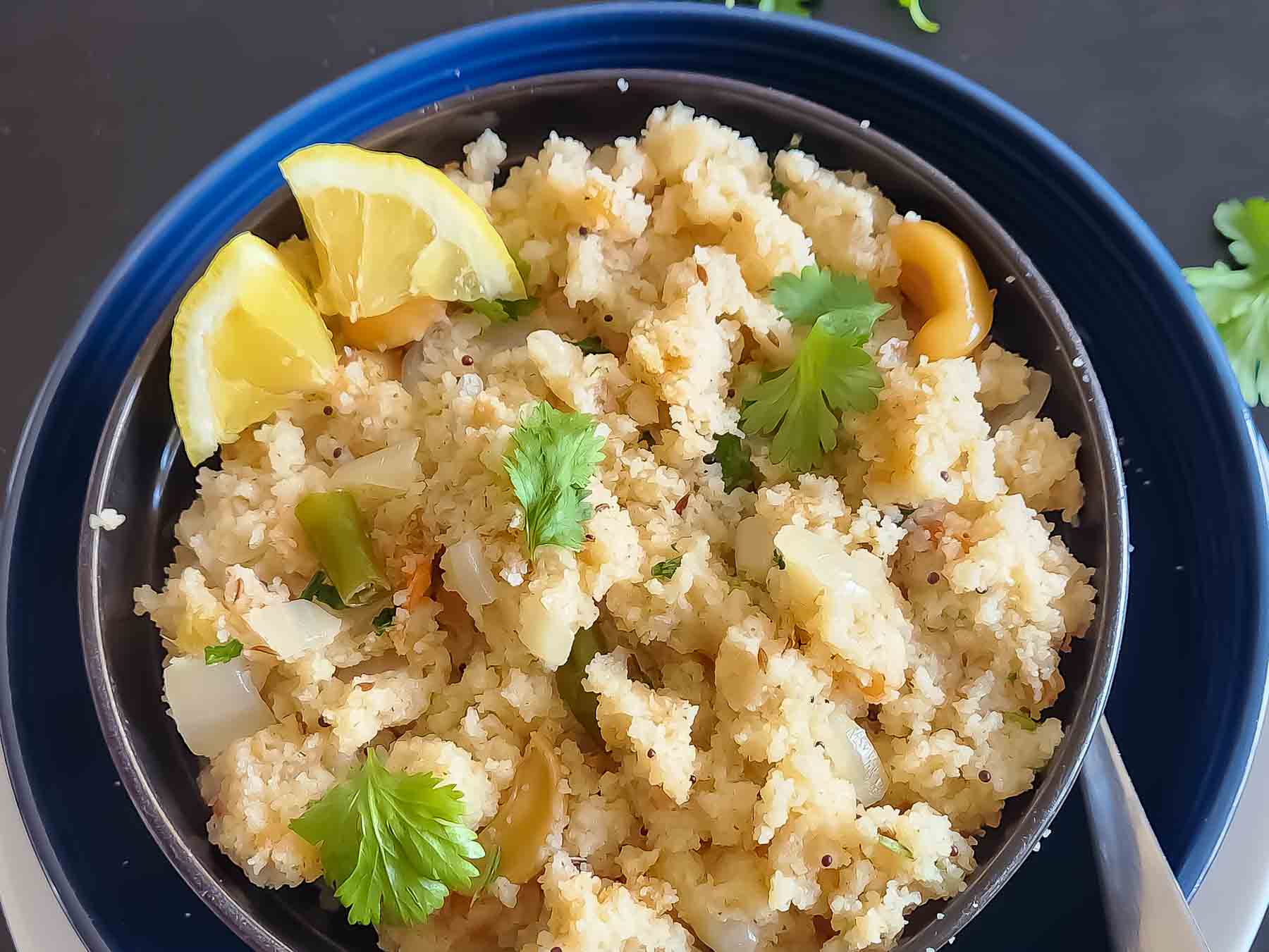 Fluffy and moist rava upma.