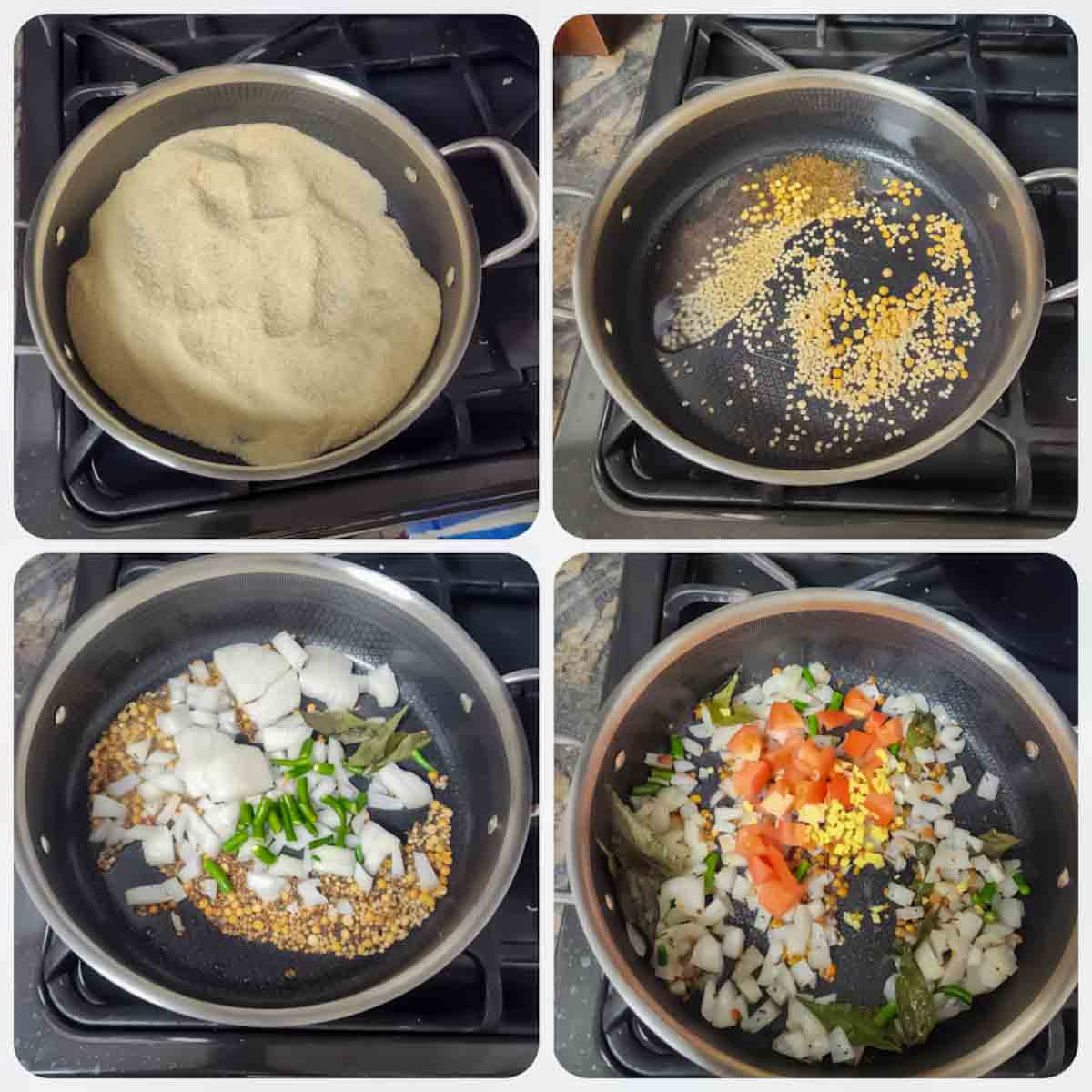 How to Make Rava Upma Recipe for Indian Breakfast- Steps1-4.