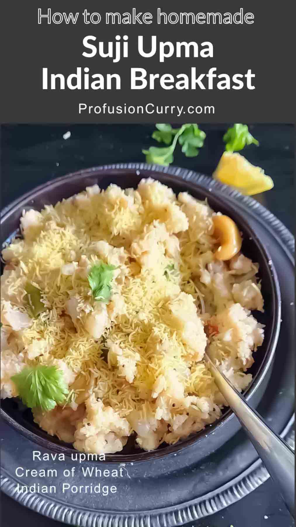 Soft, fluffy Suji Upma made with roasted semolina, vegetables, curry leaves, ginger, and Indian spices. Also known as Rava Upma or Sooji Upma, this easy South Indian breakfast is ready in about 20 minutes.