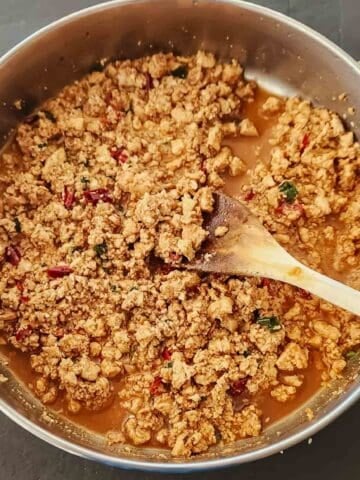 Make this easy ground tofu with chili crisp, tamari, garlic, and ginger. This spicy, savory tofu recipe is perfect for rice bowls, noodles, and quick weeknight dinners.