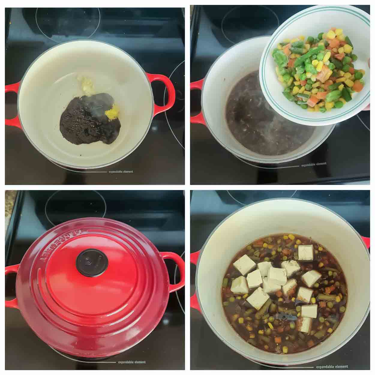 Homemade tofu soup with miso broth.