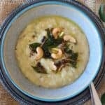 Ven Pongal is a traditional South Indian savory rice and moong dal dish seasoned with black pepper, cumin, ginger, curry leaves, and ghee. This easy Instant Pot Ven Pongal recipe makes a creamy, comforting vegetarian breakfast with simple pantry ingredients.